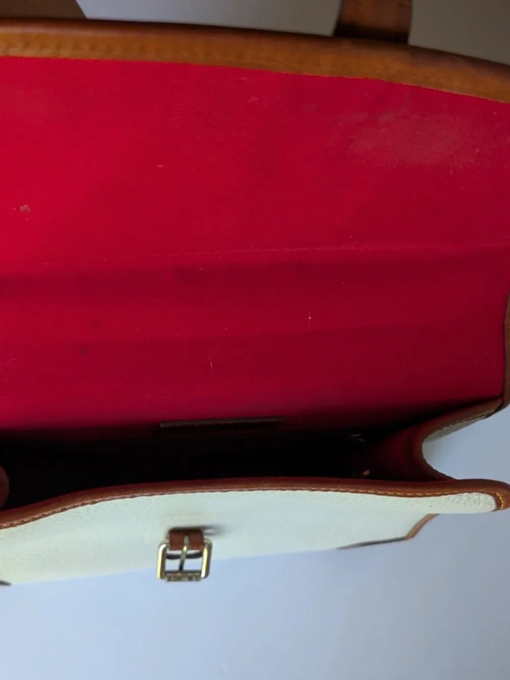Vintage Dooney & Bourke AWL Satchel | Bone & British Tan | Made in USA - Picture 4 of 5